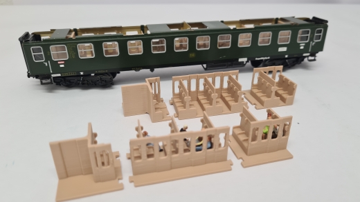 Inneneinrichtung für Märklin 4022 4033, Primex 4198: Grossraumwagen