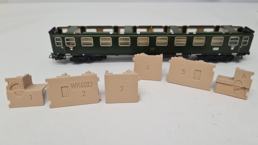 Inneneinrichtung für Märklin 4023, Primex 4197: D-ZUG Abteilwagen