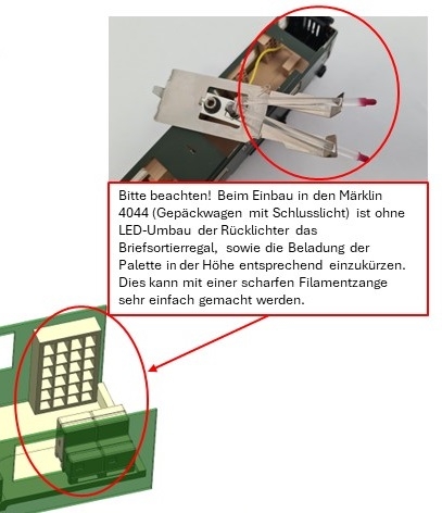 Inneneinrichtung für Märklin 4026 4044 40541 Primex 4009: DB Gepäckwagen