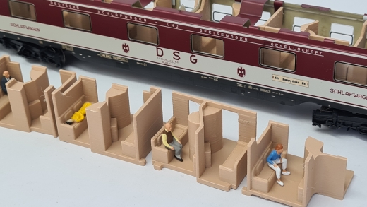 Inneneinrichtung für Märklin 4064 40542 4130, Primex 4199 4010: D-ZUG Schlafwagen