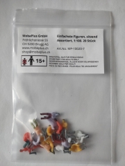 Set: Figuren, einfache Ausführung, sitzend. Assortiert, 1:100. 20 Stück